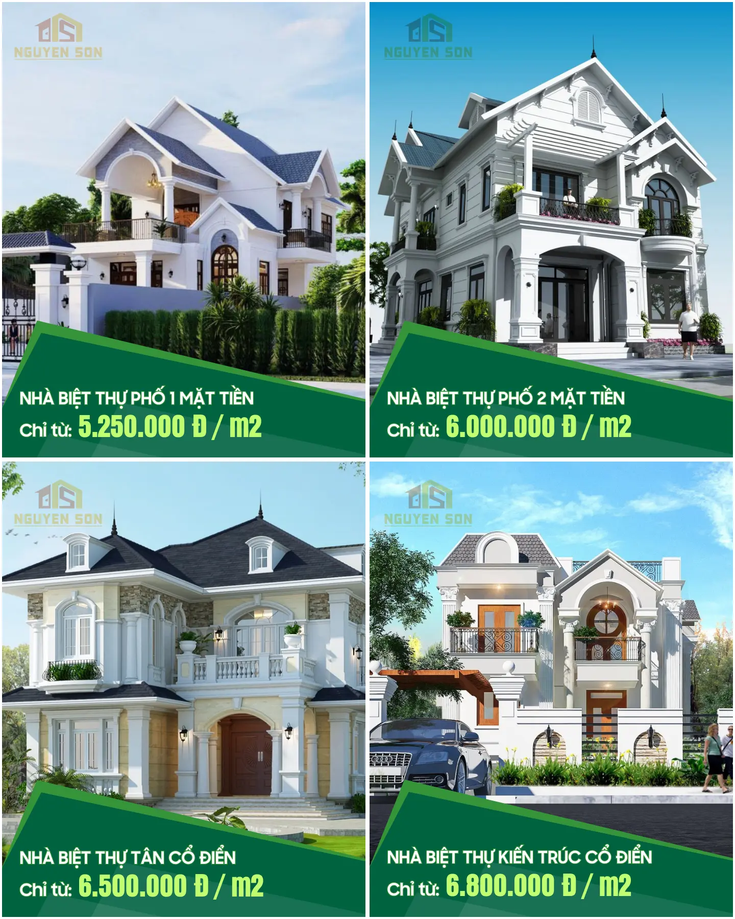 Báo giá xây dựng trọn gói biệt thự