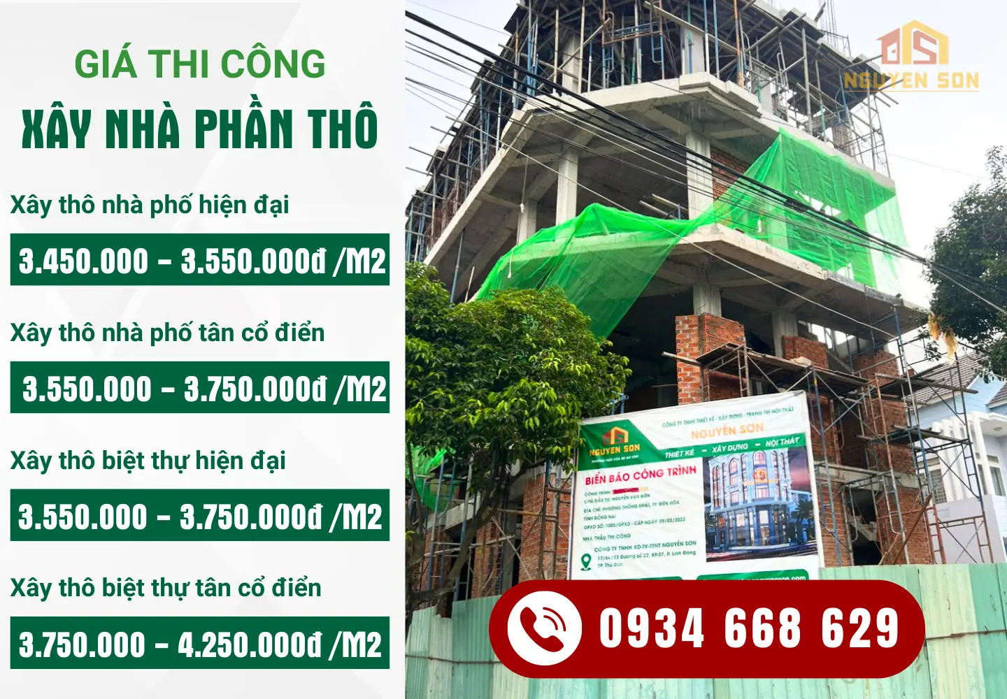 Báo giá xây nhà phần thô