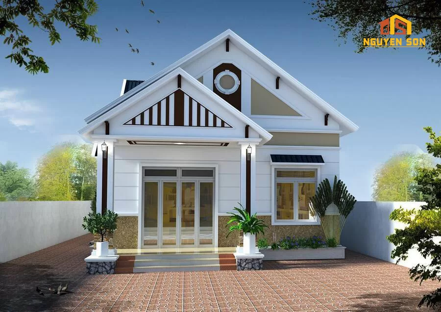 CÁC MẪU NHÀ CẤP 4 ĐẸP 9 Mẫu nhà cấp 4 mái thái có gác lửng
