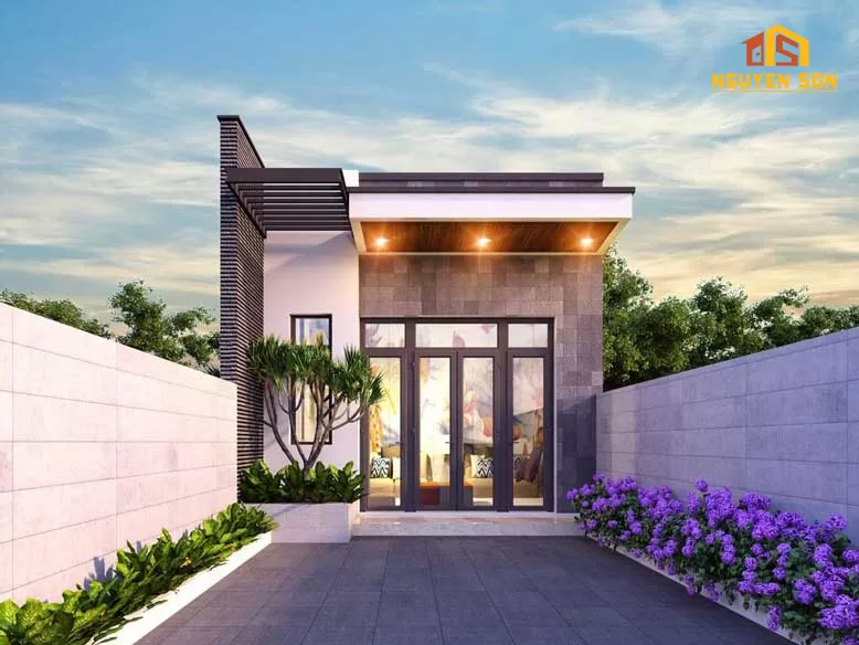 CÁC MẪU NHÀ CẤP 4 ĐẸP 7 Mẫu nhà cấp 4 ốp gạch hiện đại