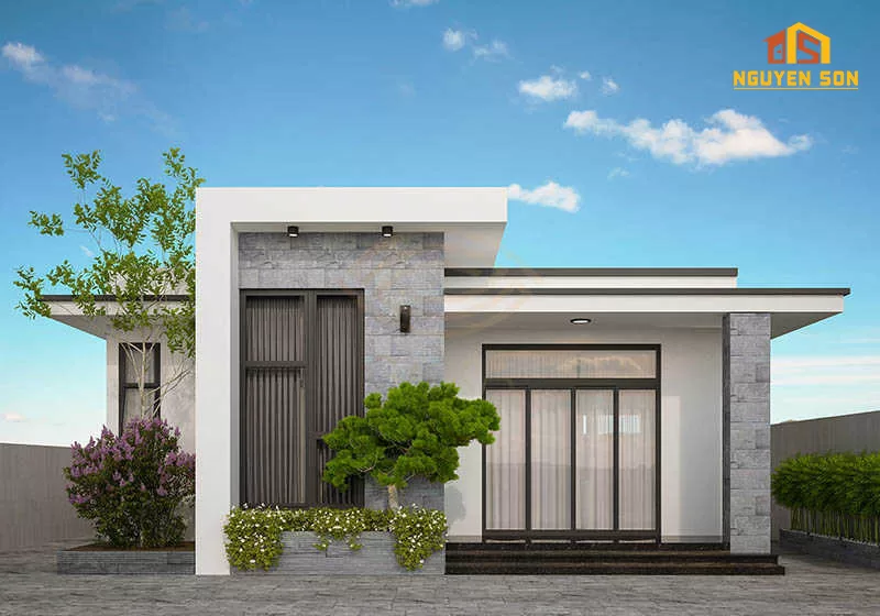 CÁC MẪU NHÀ CẤP 4 ĐẸP 6 Mẫu nhà cấp 4 ốp gạch hiện đại